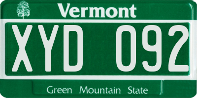 VT license plate XYD092