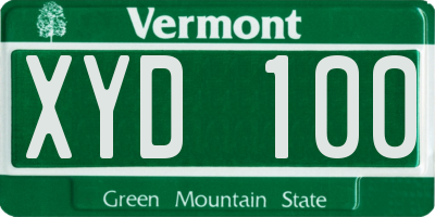 VT license plate XYD100