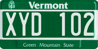 VT license plate XYD102