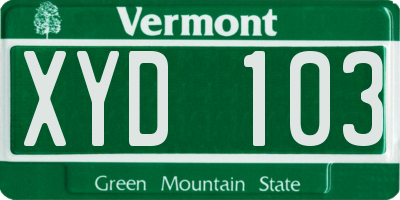 VT license plate XYD103