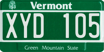 VT license plate XYD105