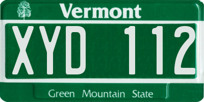 VT license plate XYD112