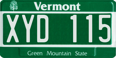 VT license plate XYD115