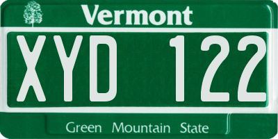 VT license plate XYD122