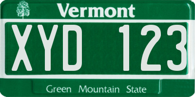 VT license plate XYD123