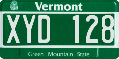 VT license plate XYD128