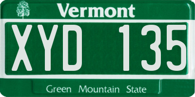 VT license plate XYD135