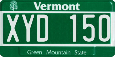 VT license plate XYD150