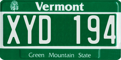 VT license plate XYD194