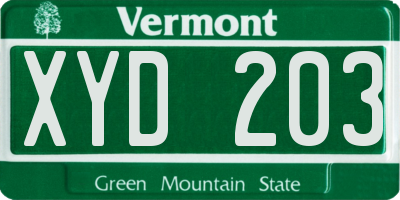 VT license plate XYD203