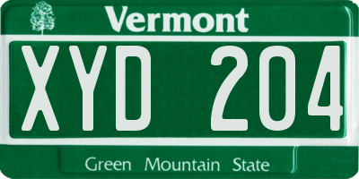 VT license plate XYD204