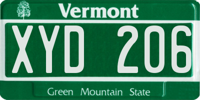 VT license plate XYD206