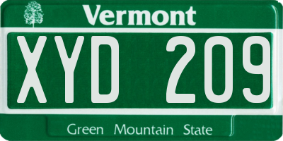 VT license plate XYD209