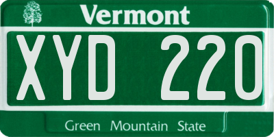VT license plate XYD220