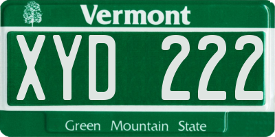 VT license plate XYD222