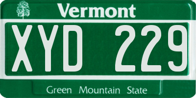 VT license plate XYD229