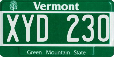 VT license plate XYD230
