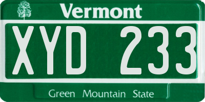 VT license plate XYD233