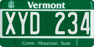 VT license plate XYD234