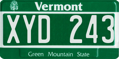 VT license plate XYD243