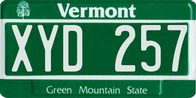 VT license plate XYD257