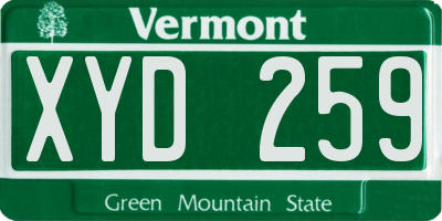 VT license plate XYD259