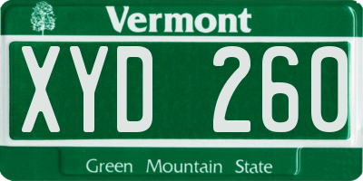 VT license plate XYD260