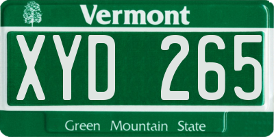 VT license plate XYD265