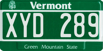 VT license plate XYD289