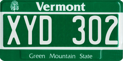 VT license plate XYD302
