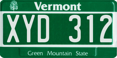 VT license plate XYD312