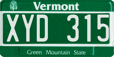 VT license plate XYD315