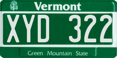 VT license plate XYD322