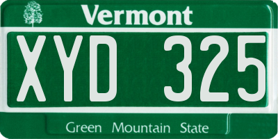 VT license plate XYD325