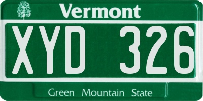 VT license plate XYD326