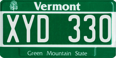 VT license plate XYD330