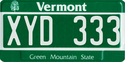 VT license plate XYD333