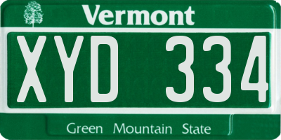 VT license plate XYD334