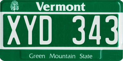 VT license plate XYD343