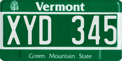VT license plate XYD345
