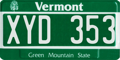 VT license plate XYD353