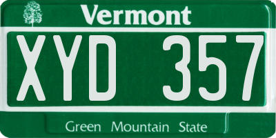 VT license plate XYD357