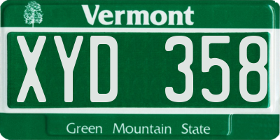 VT license plate XYD358