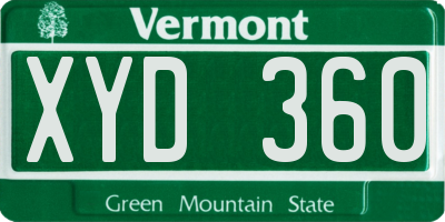 VT license plate XYD360