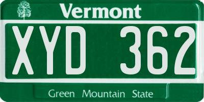 VT license plate XYD362