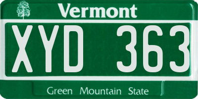 VT license plate XYD363