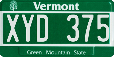 VT license plate XYD375