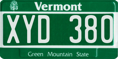 VT license plate XYD380
