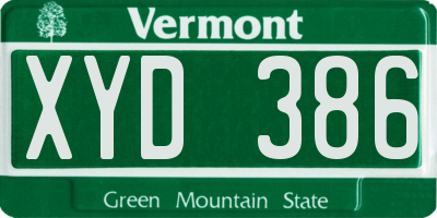 VT license plate XYD386