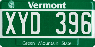 VT license plate XYD396